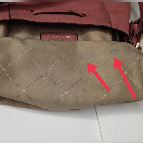 Michael Kors Dusty Pink Rose Pebbled Leather Bucket Crossbody Bag Valentine - Picture 15 of 16